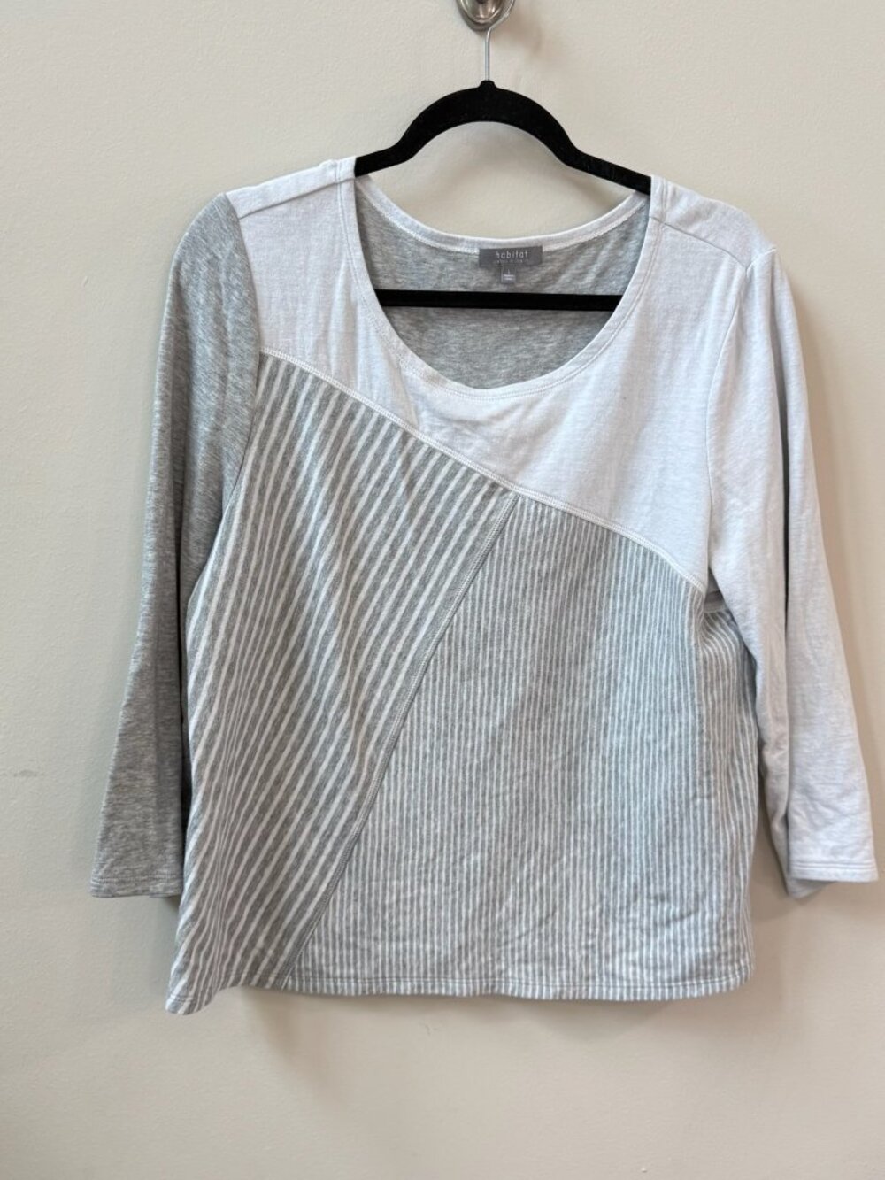 Habitat Two-Tone Gray & White Striped Panel Top
